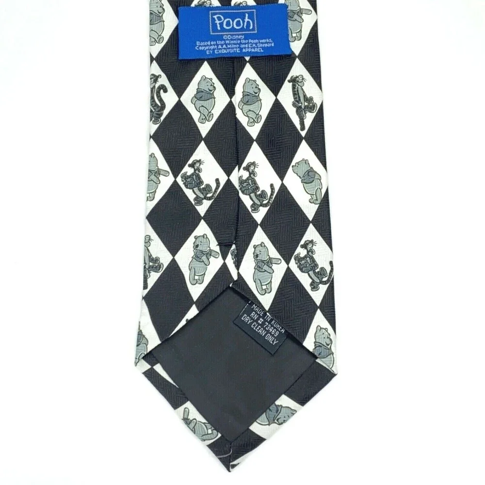 Winnie the Pooh DISNEY Off White & Black POOH & TIGER Polyester Necktie KOREA